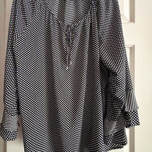 Fred David Black and White Polka Dot Blouse
